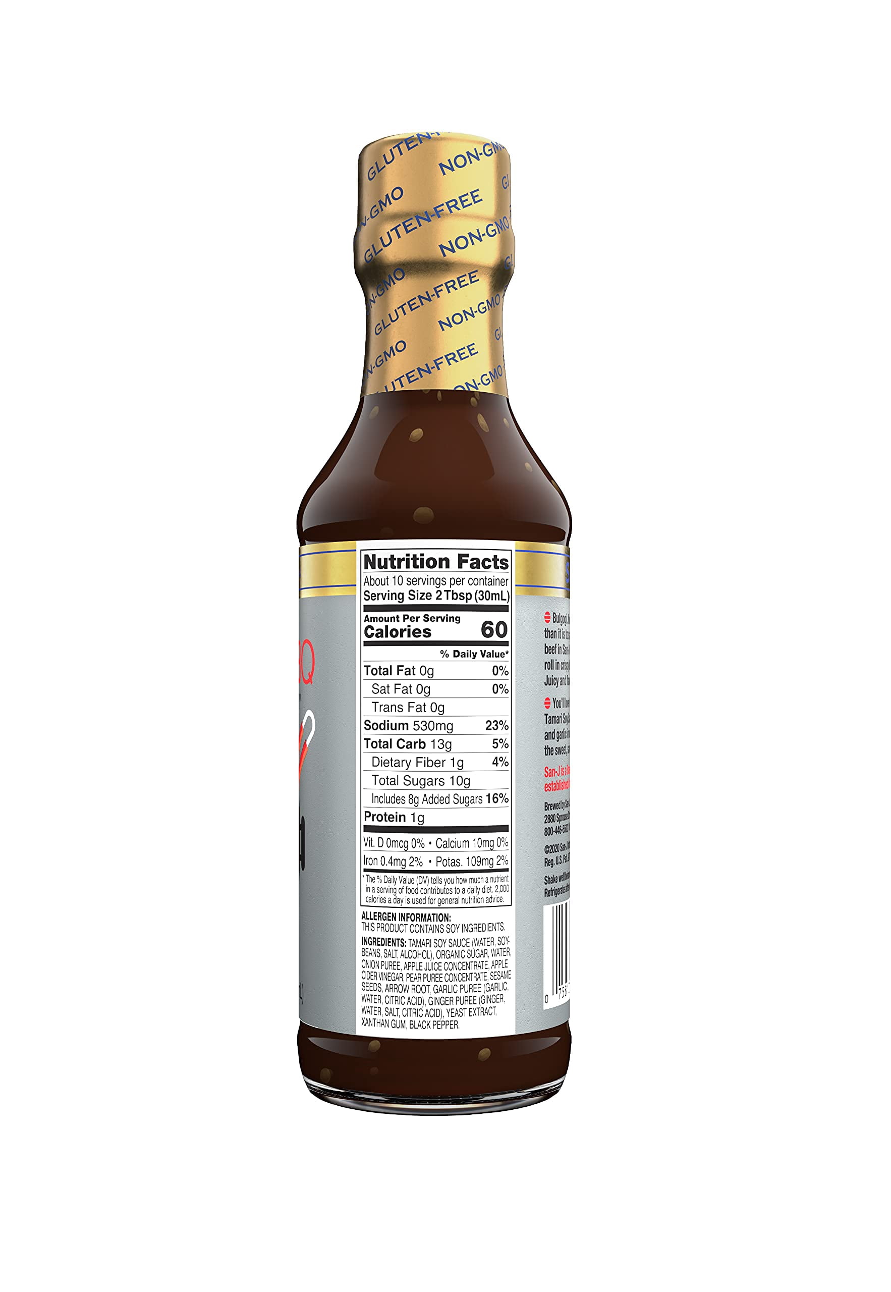 San-J Gluten Free Korean BBQ Cooking Sauce - Marinade & Stir Fry Sauce, Bulgogi Sauce, Korean BBQ Marinade, Korean Barbecue Sauce, Non-GMO, Kosher - 10 Fl Oz, 6-Pack