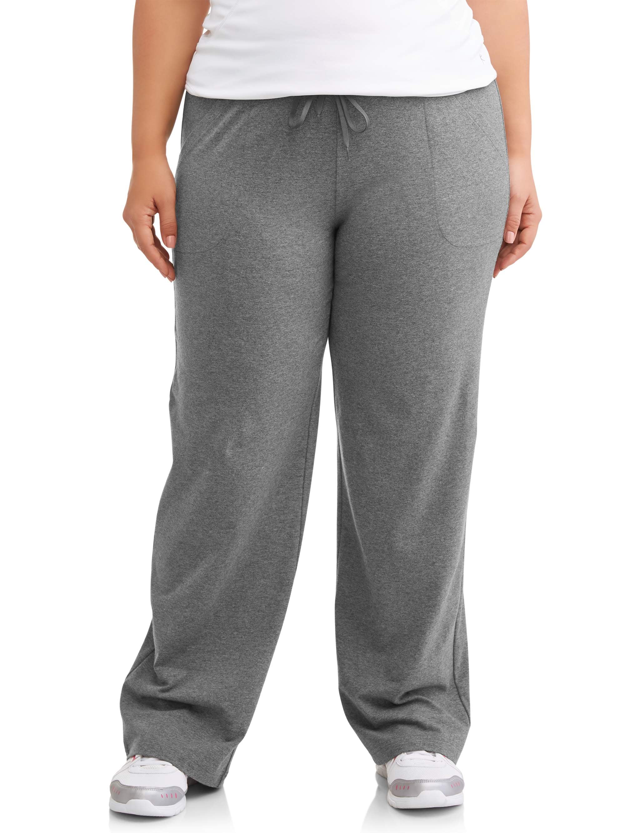 Athletic Works Women/'s Relaxed Fit Dri-More Core Cotton Blend Yoga Pants Available in Regular and Petite