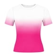 thumbnail image 5 of Fengqque Womens Summer Short Sleeve Crop Tops Crewneck Cap Sleeve T Shirts Loose Fit Basic Tees Hot Pink XL(XL), 5 of 5