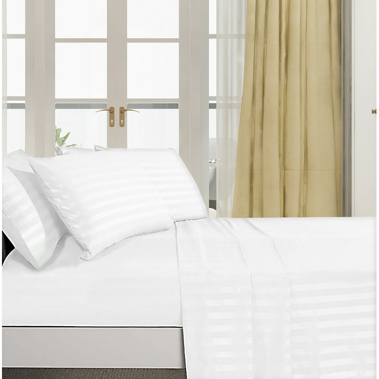 Deluxe Hotel Collection King Size 4 Piece Dobby Stripe Bed Sheets