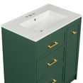 thumbnail image 5 of 30" Classic Bathroom Vanity Set With Long Gold Handles And 3 Drawers, One of Which is a Double-Layer Drawer, For Bathrooms, Forest Green, 5 of 18