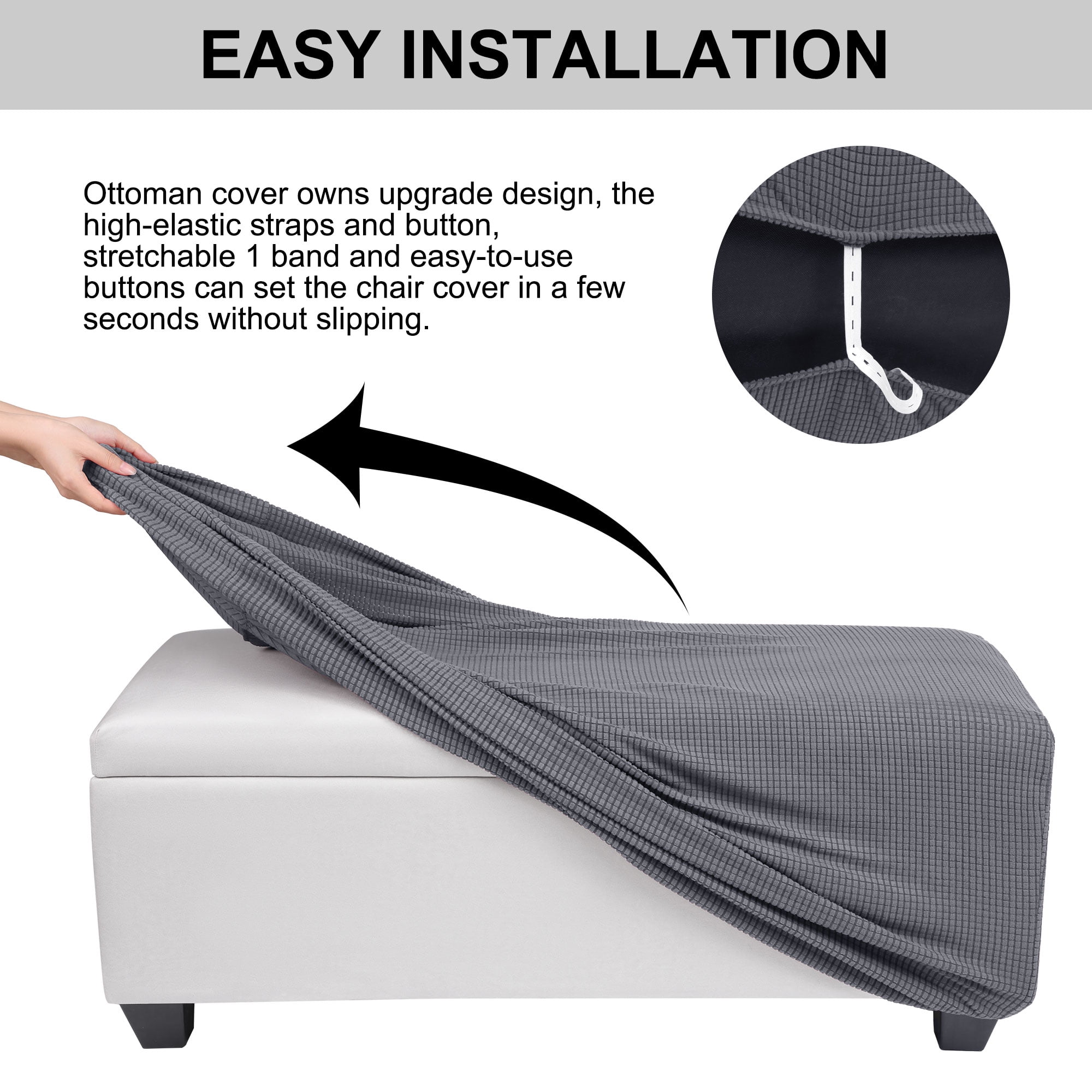 Unique Bargains Stretch Ottoman Cover Slipcover Furniture Covers Dark Gray Small