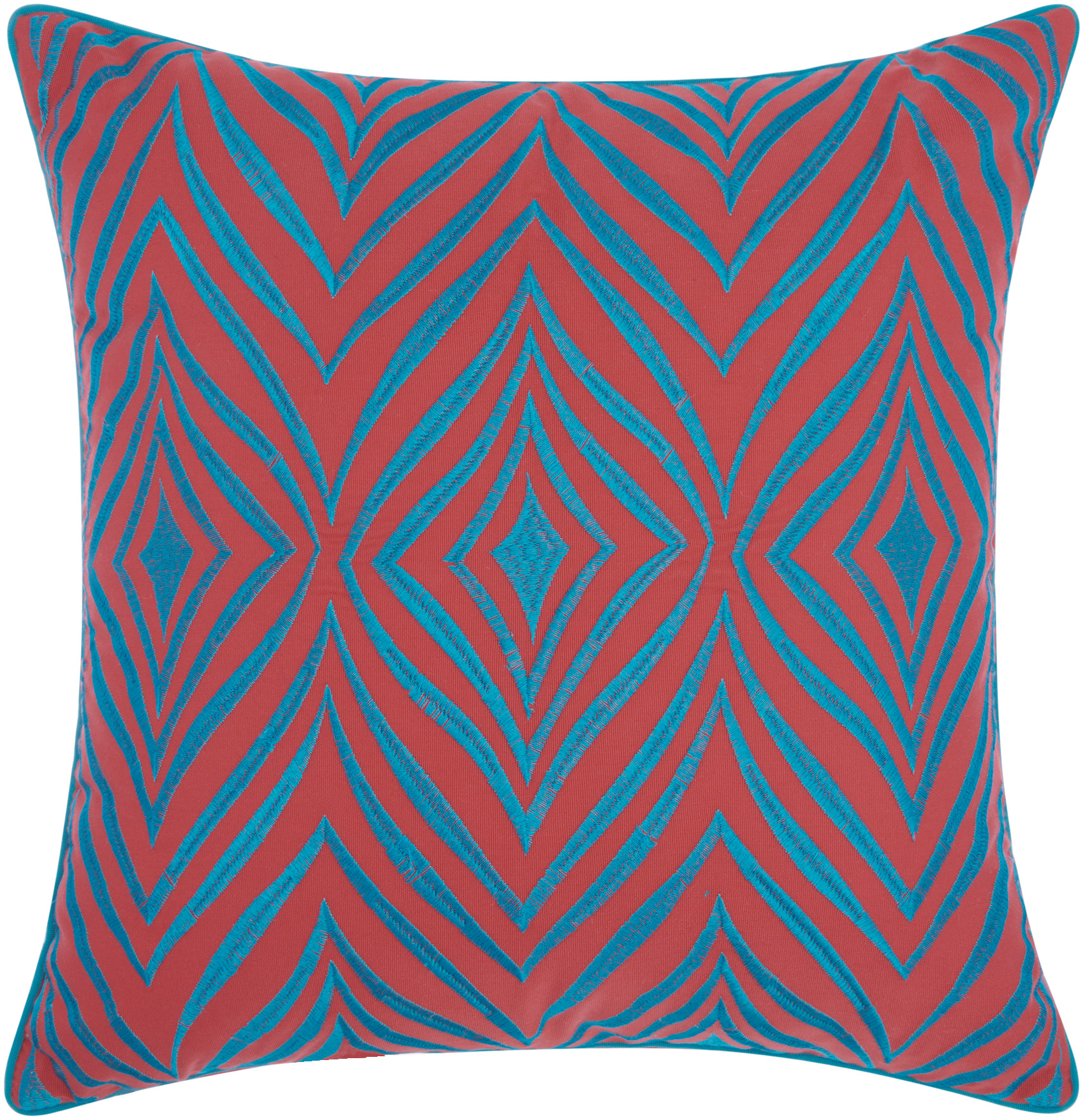 Nourison Outdoor Pillows Coral/Turquoise Decorative Throw Pillow , 18
