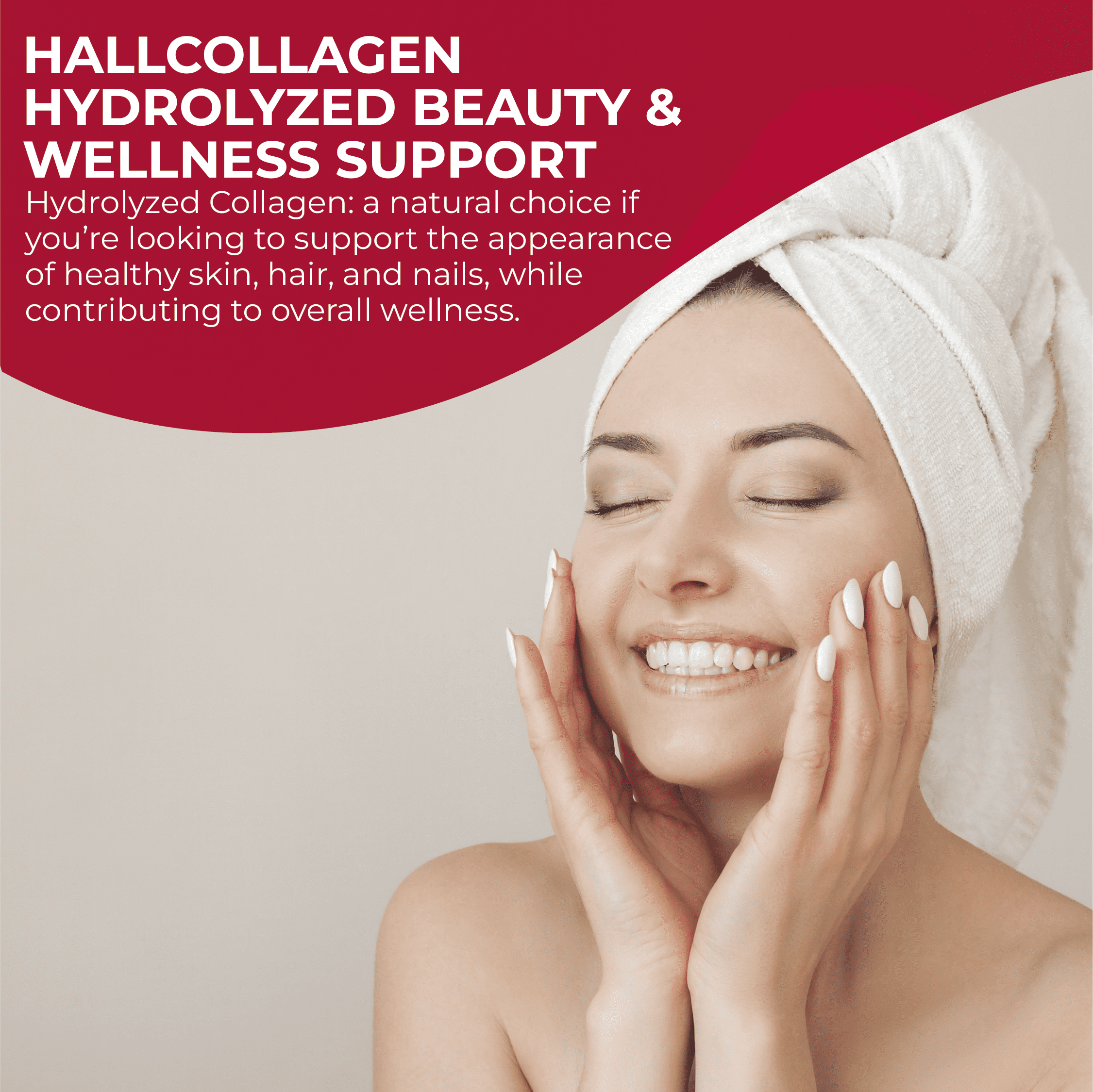 HALLUSA NATURAL Hydrolyzed Collagen Powder with Vitamin C for Skin Hair Joints Bones 30 Servings