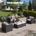 thumbnail image 2 of ClouddWell 4 Seat Outdoor Patio Furniture Set, Patio Conversation Sets with Thick Waterproof Cushions & 2 Ottoman (Beige), 2 of 6