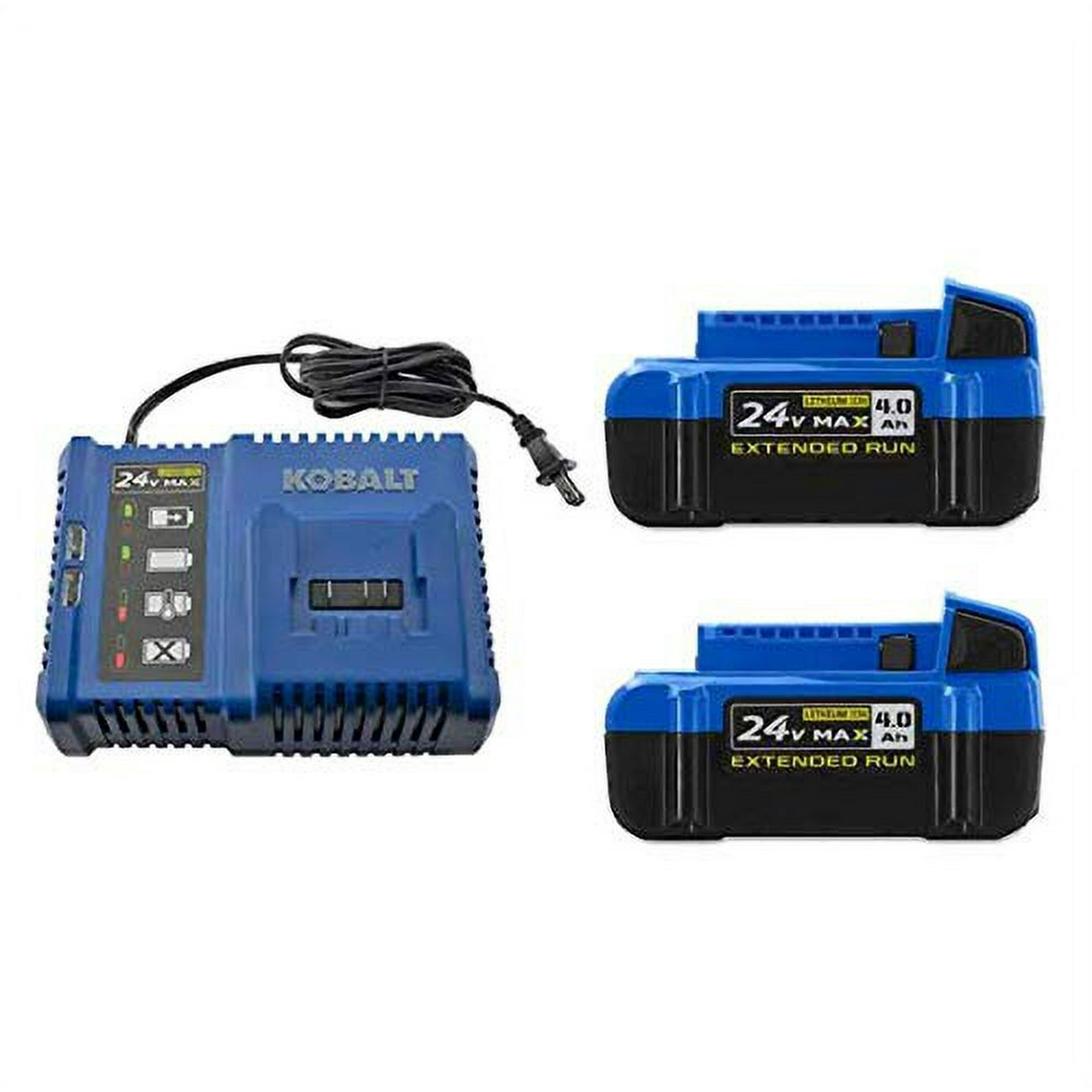 Kobalt 24 Volt Max 2 Pack 4 Amp Hour Lithium Power Tool Battery Kit Charger Included Walmart
