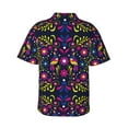 thumbnail image 4 of Xecao Colorful Mexican print Hawaiian shirt - a stylish short-sleeve button-down for men, perfect for casual beach and tropical outings., 4 of 9