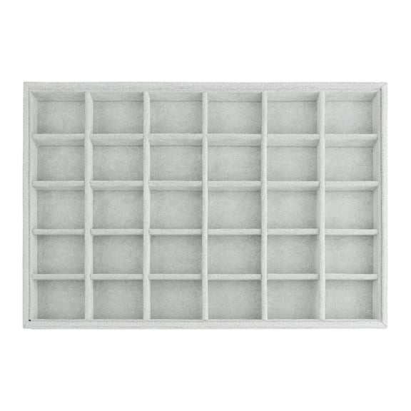 REGALWOVEN Velvet Accessory Organizer Trays, Holder with Removable Dividers for Drawers Grey 30 Grid Tray