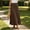 Brown, variant on IUYRTFE Women Elastic Waist Cotton Linen Midi Skirt Solid Color Casual A Line Skirt for Summer Vacation Daily Wear