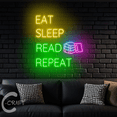thumbnail image 3 of C-CRAFT Eat Sleep Read Repeat Neon Led Light Sign 25 inch for Book Store Bedroom Wall Decor, 3 of 5