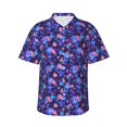 thumbnail image 1 of Fotbe Skull daisy purple Camisa Hawaiana para Hombre Unisex – Camisa Casual de Verano con Botones de Manga Corta de Algodón y Lino,Large, 1 of 7