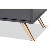 Baxton Studio Kelson Modern and Contemporary Dark Grey and Gold Finished Wood 2-Door Sideboard Buffet