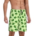 thumbnail image 2 of Balery Broccoli Vegetables Pantalones cortos de pijama de punto de algodón para hombre con cinturilla y bolsillos-Small, 2 of 6