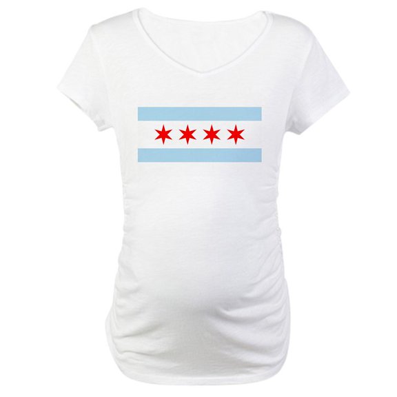 CafePress - Chicago Flag Maternity T Shirt - Cotton Maternity T-shirt, Cute & Funny Pregnancy Tee