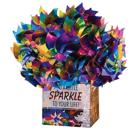 In the Breeze 2868-PACKS — Rainbow Whirl Pinwheel Pack of 48 — Bright Blended Rainbow Mylar Spinners