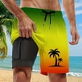 thumbnail image 2 of Men Swim Trunks Blue Gradient Vacation Quick Dry Bathing Suit Swimming Board Shorts Mesh Lining Yellow L, 2 of 4