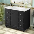 thumbnail image 2 of Contemporary Black Bathroom Vanity Cabinet with 4 Drawers & 1 Cabinet Door, Multipurpose Storage, Resin Integrated Sink, Adjustable Shelves, Solid Wood Frame with MDF, Faucet Not Include, Black, 2 of 9