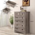 thumbnail image 6 of HUJAUU 6 Drawer Dresser, Tall Chest of Drawer for Bedroom, Wood Storage Cabinet Dresser Organizer for Living Room, Hallway, Gray, 6 of 7