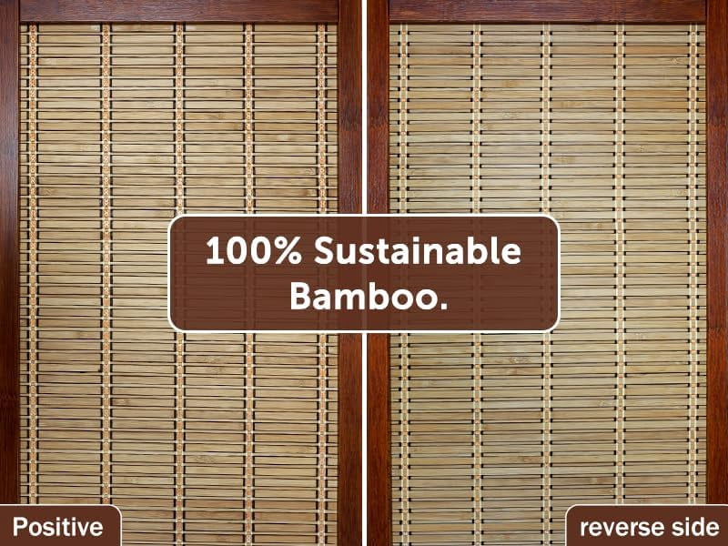 Olela Room Divider Bamboo, 6 Panels Folding Screens for Privacy, 5.4ft Height Wall Divider for Room Separation, Freestanding Privacy Partition for Living Room, Bedroom & Office,64" H x 92" W