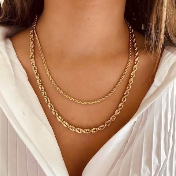 10K Gold Filled Rope Chain Necklace 5mm 22 Inch Unisex