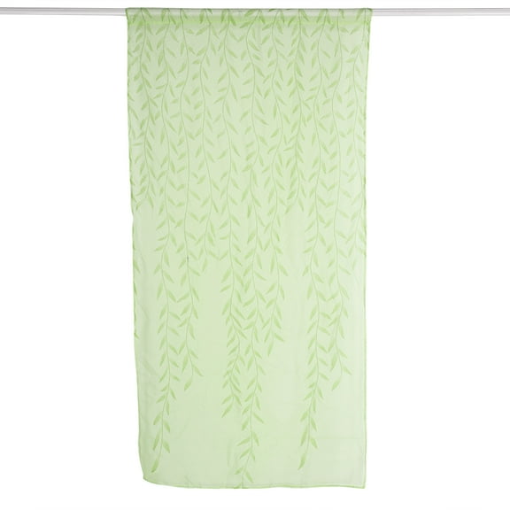 Gorgeous Home Linen Sheer Curtains Light Green Voile, Decorative Vine Pattern Privacy Voile For Living Room Bedroom Dining Room Balcony (2 Panels)