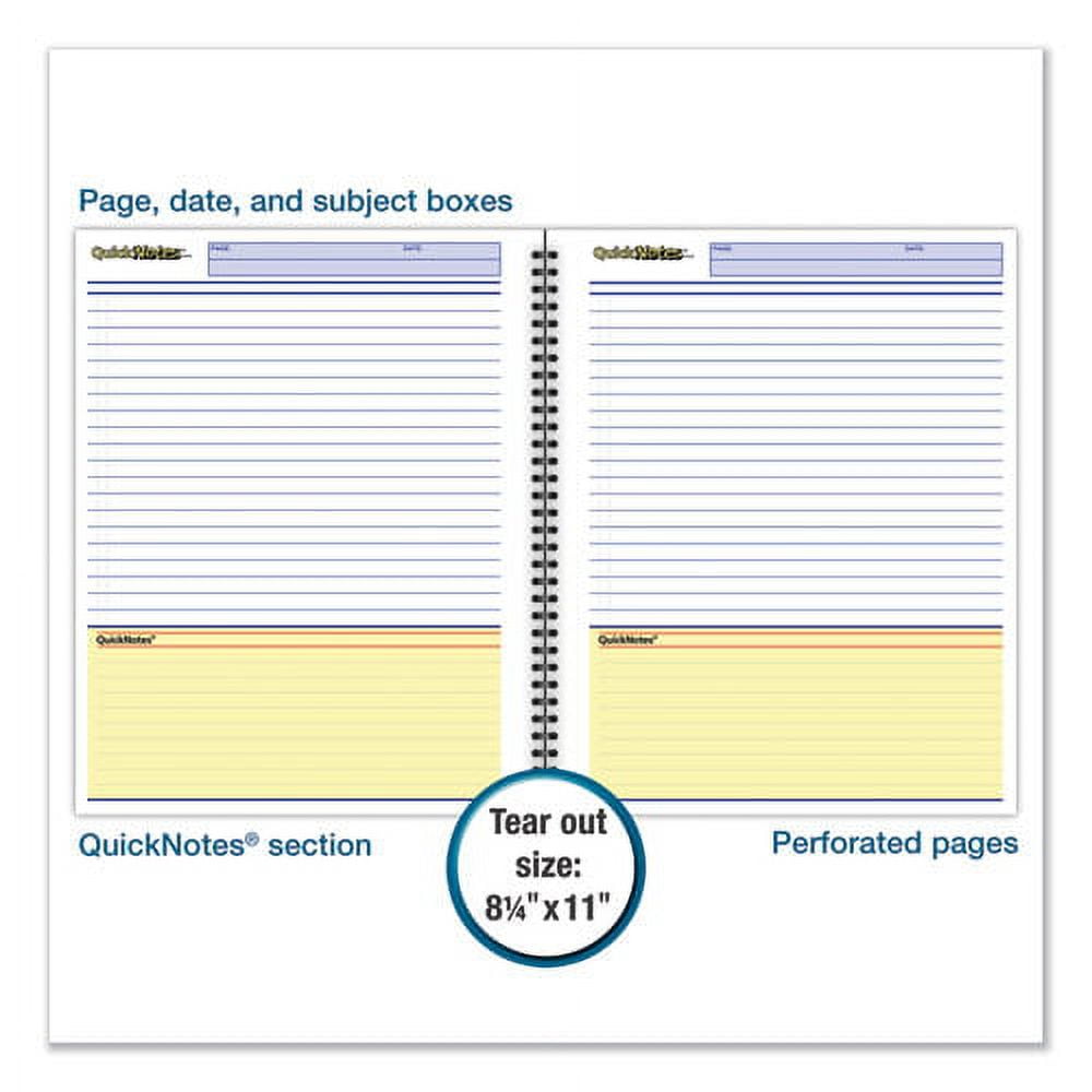 Wirebound Guided Quicknotes Notebook, 1 Subject, List-Management Format, Dark Gray Cover, 11 X 8.5, 80 Sheets | Bundle of 2 Each