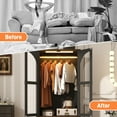 thumbnail image 6 of ChVans 4 Door Armoire Wardrobe Closet with LED Sensor Light,72"H Arch design Clothing Storage Cabinet with Hanging Rod and Glass Doors, 6 of 8