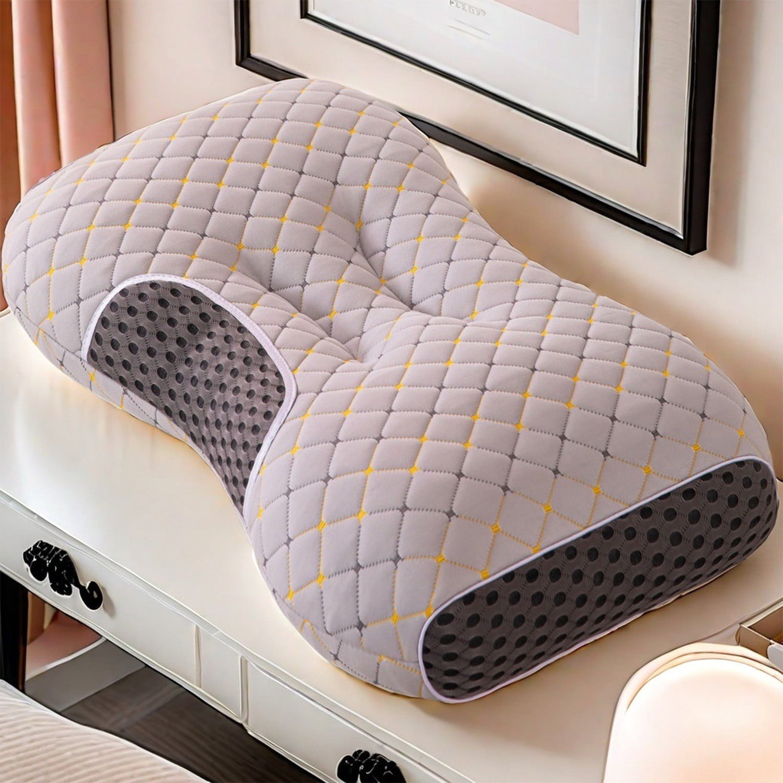 Ovzne 2-Pack Orthopedic Cervical Pillows For Deep Sleep Support - Non-Collapsing Memory Foam Pillow With Neck Pain Relief, 29X19X2 Inches, Bed Pillows For Side/Back Sleepers