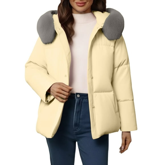 Aoiroe Womens Jacket Winter Coats For Women Womens Fashion Plus Size Winter Coats For Women Womens Fall Jackets Womens Long Puffer Coat Winter Clothing For Women Yellow M
