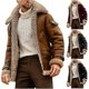 thumbnail image 3 of Men's Vintage Suede Jacket Lapel Fur Leather Jacket Cashmere Coat, 3 of 4