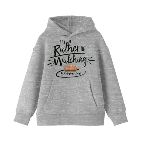 Friends TV I'd Rather Be Watching Friends Boy's Athletic Heather Sweatshirt-Medium