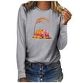 thumbnail image 1 of EQWLJWE Chemises à Manches Longues pour Femmes Boutonnées C'est l'Automne Col Rond Imprimé Pull Hauts Blouse Manches Longues Vêtements d'Automne pour Femmes, 1 of 4
