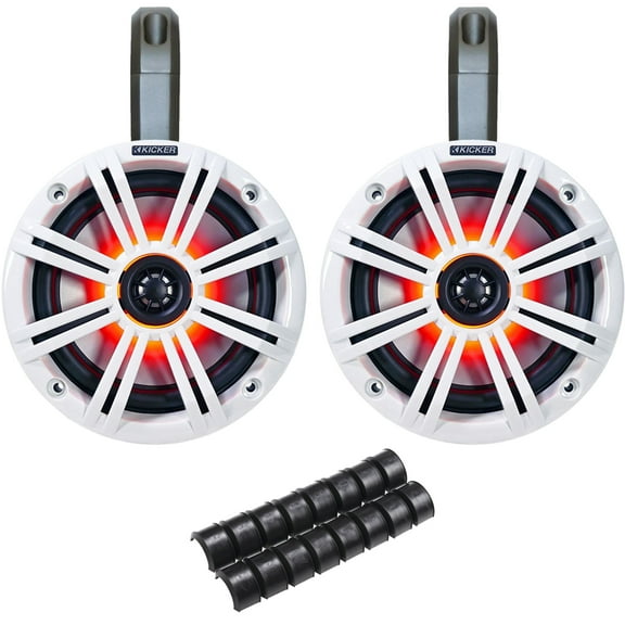 Kicker PowerSports Black Weatherproof Tower Enclosures 6.5" White Marine LED OEM Speakers