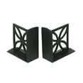 thumbnail image 3 of Zeckos Black Cast Iron Breeze Block Bookends Floral Design Set of 2, 3 of 5