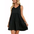 thumbnail image 3 of LELINTA Womens Summer Sleeveless Dress Casual V Neck Sundress Swing Tank Beach Dresses Casual Loose Flowy Swing Shift Dresses, Black/ Green/ Navy Blue/ Wine Red/ Caramel, S-2XL, 3 of 5