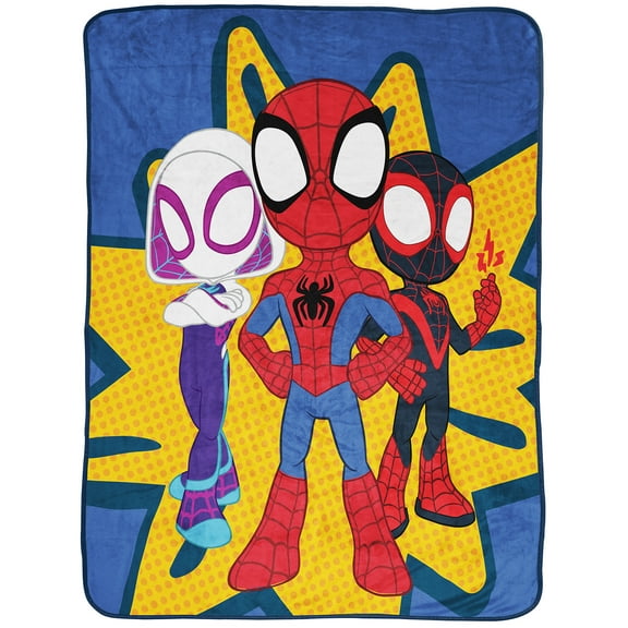 Marvel Team Spidey 46"X60" Plush Throw, 100% Microfiber, Multi-Color