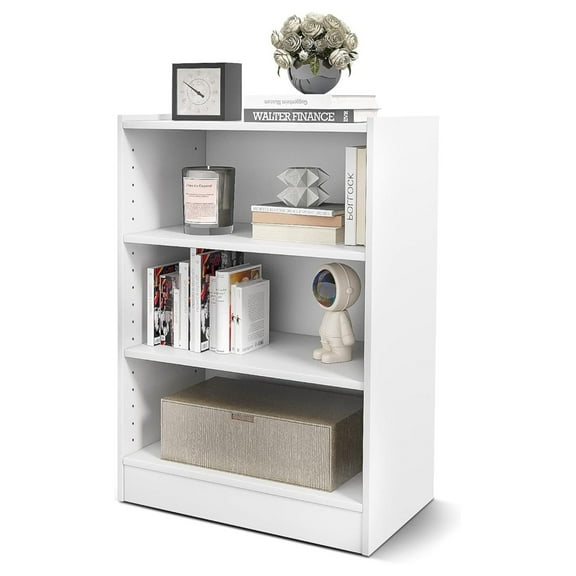 3-Tier Open Bookcase, Modern 3-Cube Bookshelf with 18-Position Adjustable Shelves & Anti-toppling Devices, Multipurpose Cubical Display Storage Organizer for Living Room Study (1, White)