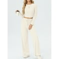 thumbnail image 3 of MINTREUS Lounge Sets for Women Long Sleeve Tops Wide Leg Pants Comfy Loungewear Two Piece Outfits with Pocketed, 3 of 8