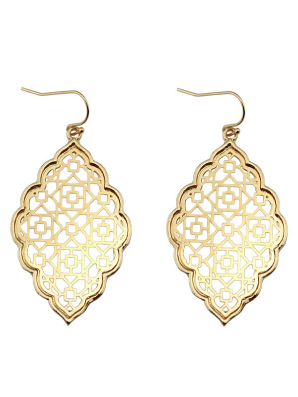 Womens Gold Dangle Chandelier Earrings Filigree Tiered Hollow Cutout Earrings for Party Prom xMAS Holiday 