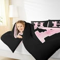 thumbnail image 4 of Manfei Personalized Initial H Twin Bedding Sets 7-Piece for Girls, Pink Bow Tie Bedding Comforter Set, Watercolor Monogrammed Sheet Sets, Breathable Room Decor, 4 of 6