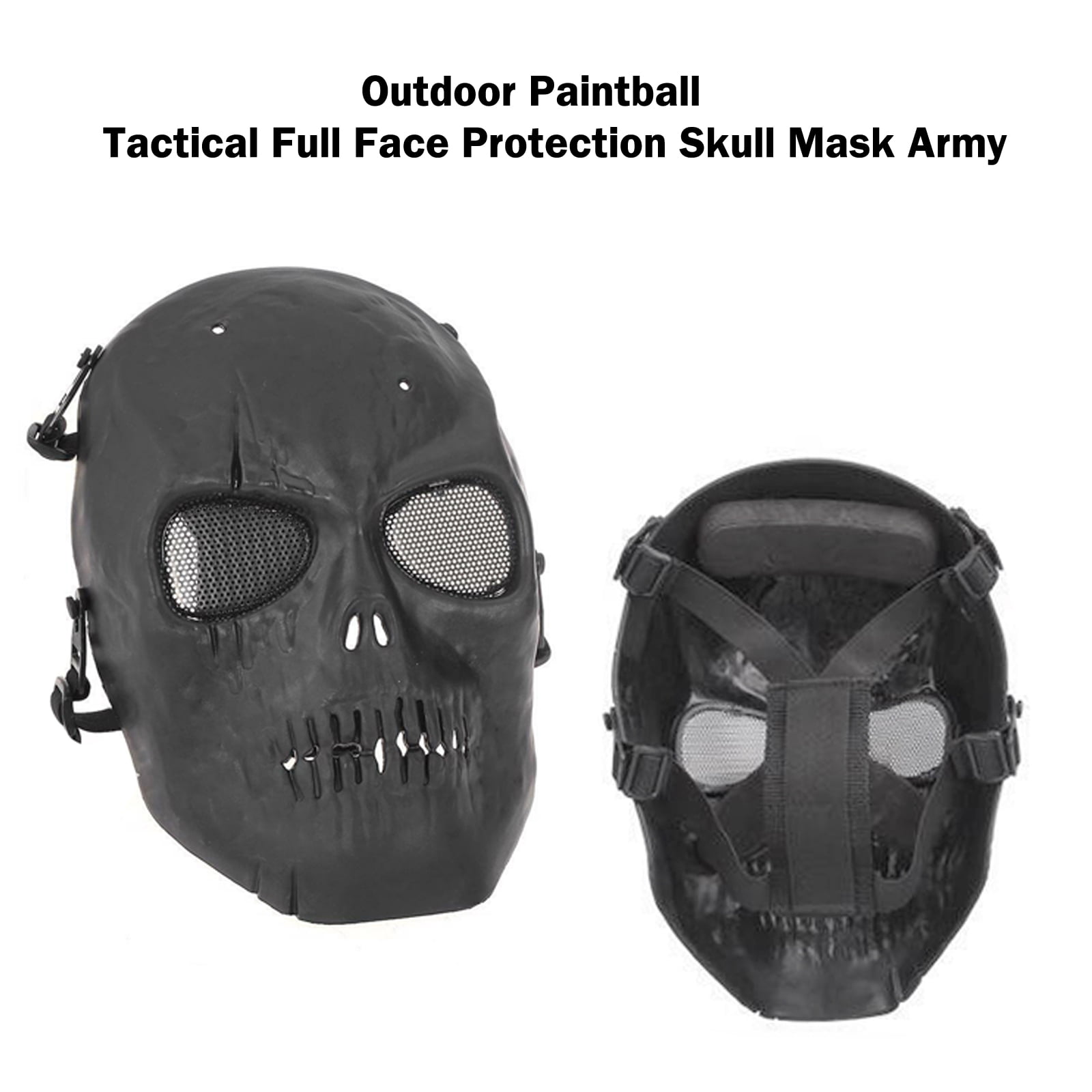 Airsoft Mask Skull Full Protective Mask Military Black ED 