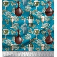 thumbnail image 1 of Soimoi Crepe Silk Fabric Wine Bottle,Leaves & Grapes Fruits Print Sewing Fabric Yard 42 Inch Wide, 1 of 1