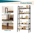 thumbnail image 4 of COZONY 5-Tier Industrial Kitchen Storage Shelf, Rustic Brown Wood and Steel Frame, Heavy-Duty Freestanding Unit for Microwave, Pots, Pantry,Primary color, 4 of 6