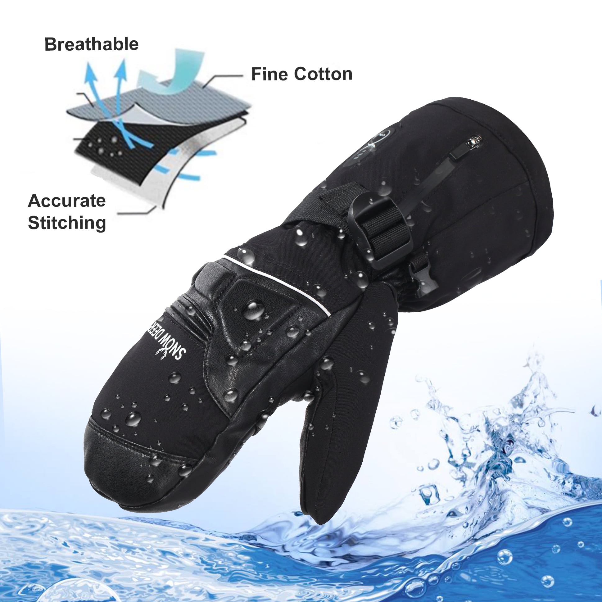 SNOW DEER Heated Mittens for Men and Women - 7.4V 2200MAH Electric Rechargeable Battery Gloves for Winter Skiing, Skating, Snow, Camping, Hiking - Heated Hand Warmer