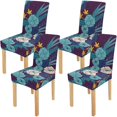 thumbnail image 1 of Funda protectora para silla ABPHQTO elástica con flores doradas de la jungla juego de 4, 1 of 4