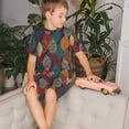 thumbnail image 4 of Balery Autumn Leaves Conjunto de Pijama Infantil de Manga Corta con Estampado – Ropa de Dormir de Algodón Suave-Small, 4 of 6