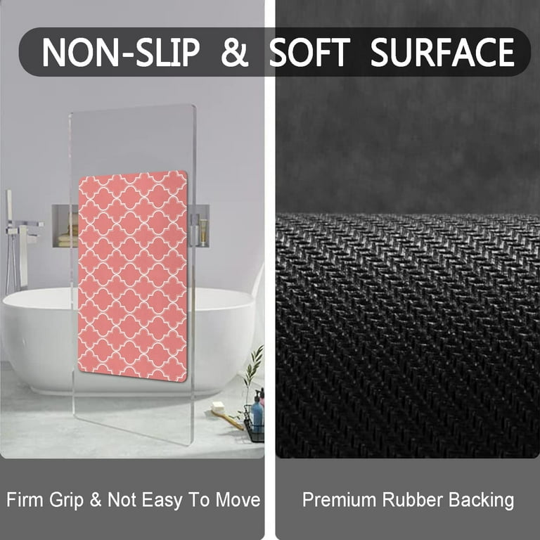 Navy Bath Mat Super Absorbent Floor Mat, Thin Cut to Fit Bathroom