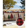 thumbnail image 2 of Pack of 2 Outdoor Pillow Covers, Buffalo Check Plaid Merry Christmas Trees on Retro Wooden Board Waterproof Square Throw Pillowcase Cushion Decorative Pillow Covers for Couch Patio Tent, 20x12 in, 2 of 6