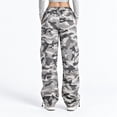 thumbnail image 3 of Bexdxz High Waisted Camo Pants for Women, Elastic Drawstring Baggy Straight Wide Leg Trousers with Large Side Pockets, Y2K Streetwear Casual Pants for Daily Outdoor Outfits White L, 3 of 4