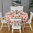 thumbnail image 2 of Red Christmas Tree Pattern Round Tablecloth 60"x60",Wrinkle Wipeable Table Cloth for Kitchen Dining Room Picnic Patio Party, 2 of 6